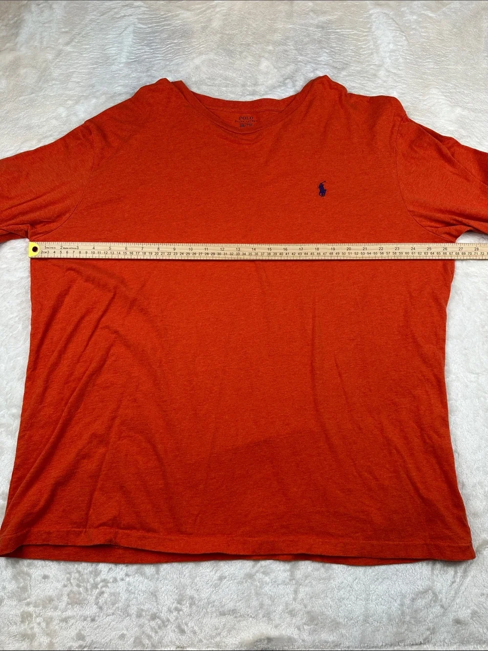 Polo Ralph Lauren Mens XXL Orange Long Sleeve T Shirt Pony Logo Cotton Crewneck